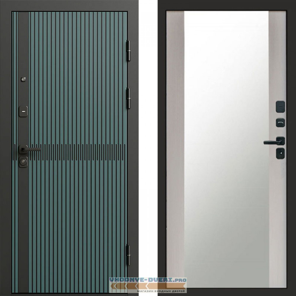 Дверь Termo Door ГРАУНД Velutto Verde Бетон Зеркало 27 Лиственница белая